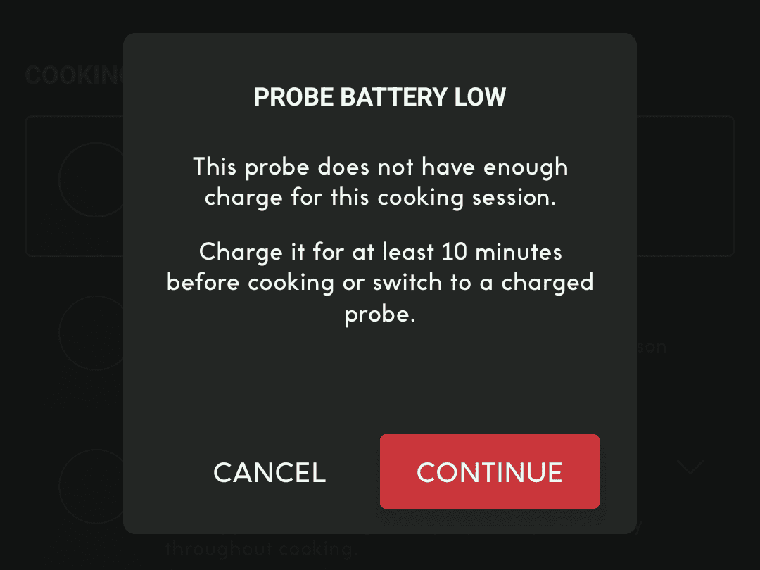 Chef iQ Smart Thermometer Low Battery
